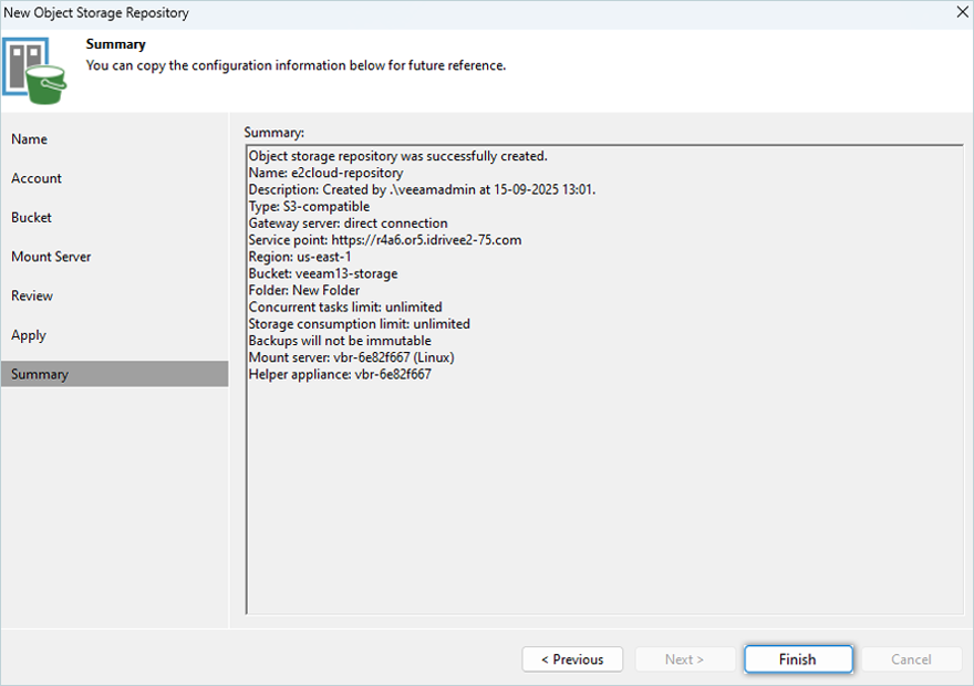 IDrive e2 with Veeam 13