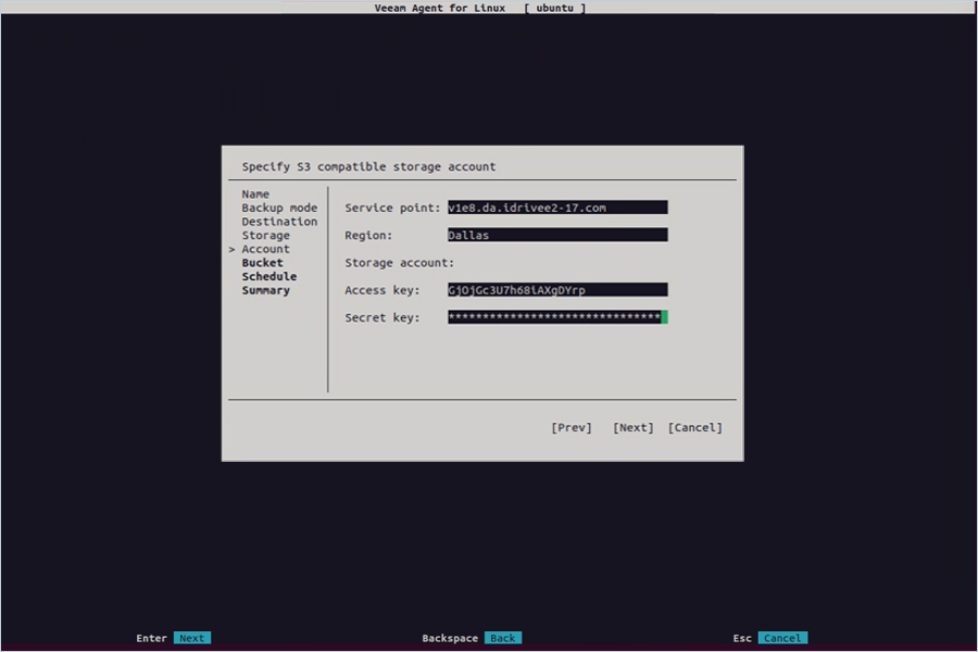IDrive e2 with Veeam Standalone Linux