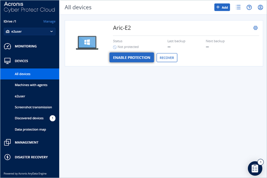 Acronis Cyber Guide - enable protection