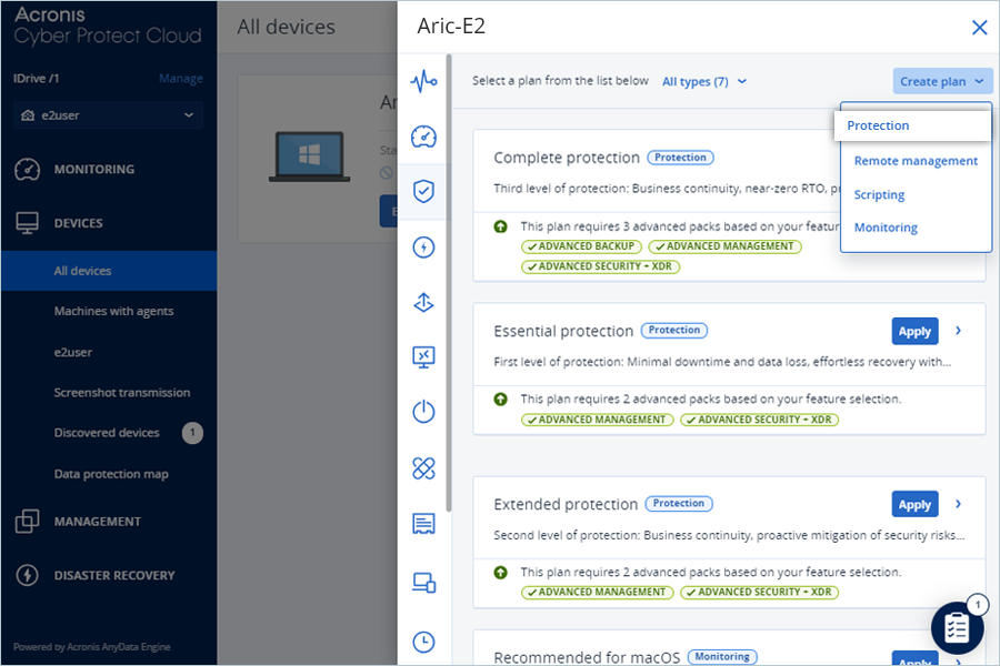 Acronis Cyber Guide - configure backup plan