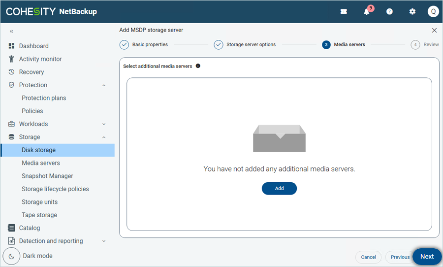 Add additional Media Server if required and click Next