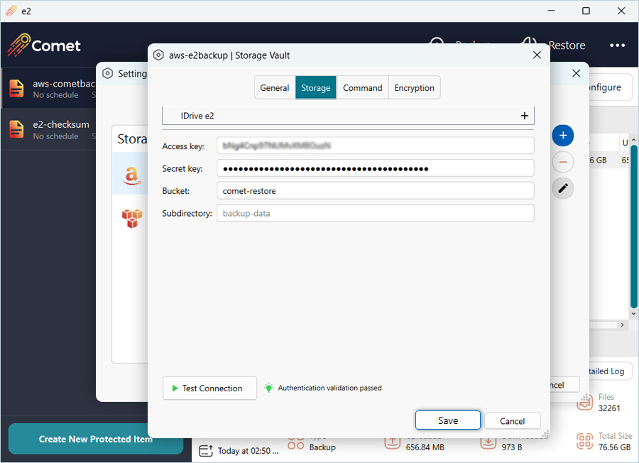 After successful test connection, click Save
