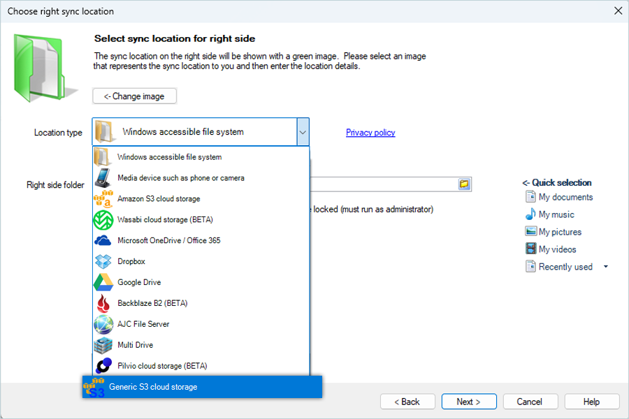 Select Generic S3 Cloud Storage