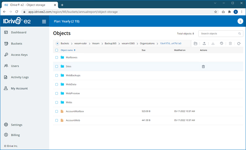 IDrive e2 with Veeam office365