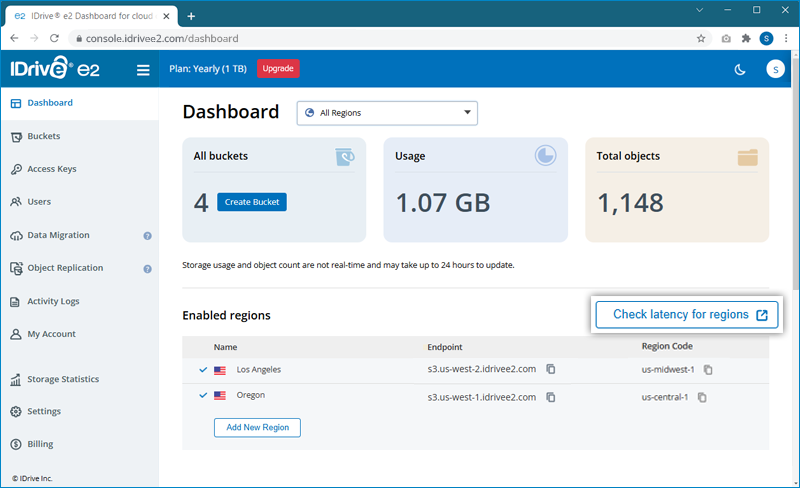 Check latency for regions