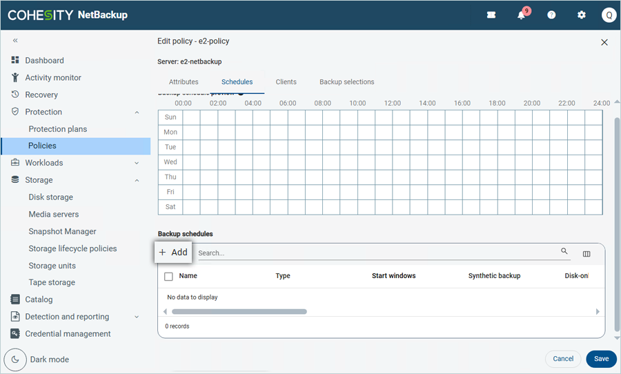 Click Add to schedule backup