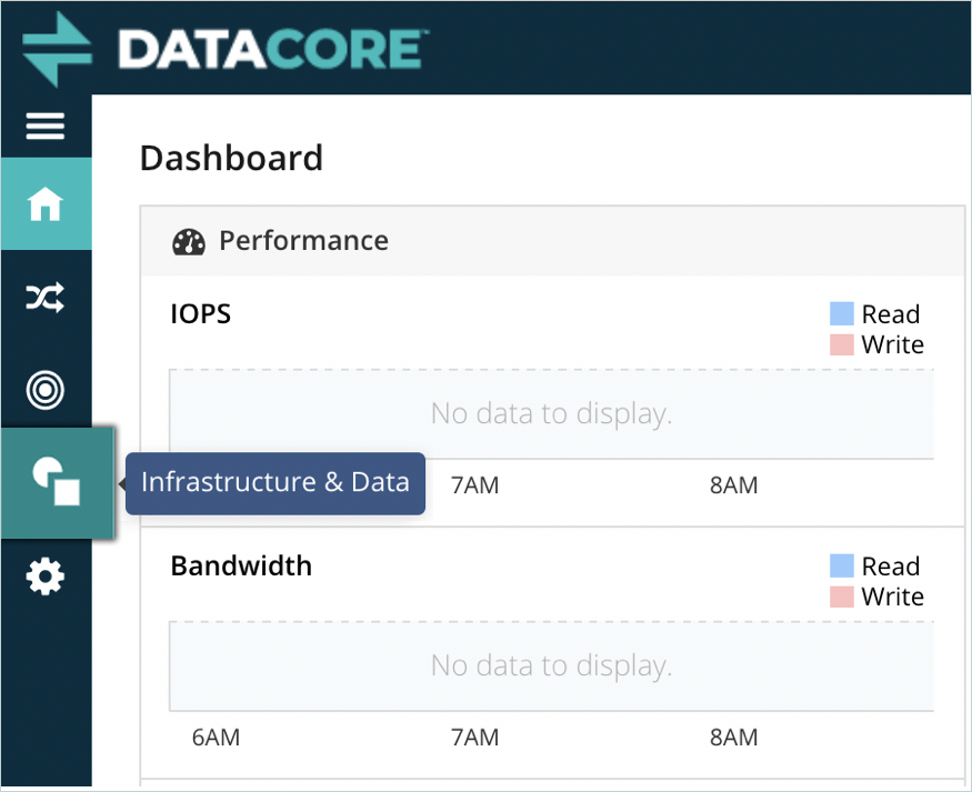 Click on the Infrastructure and Data tab in the left menu bar