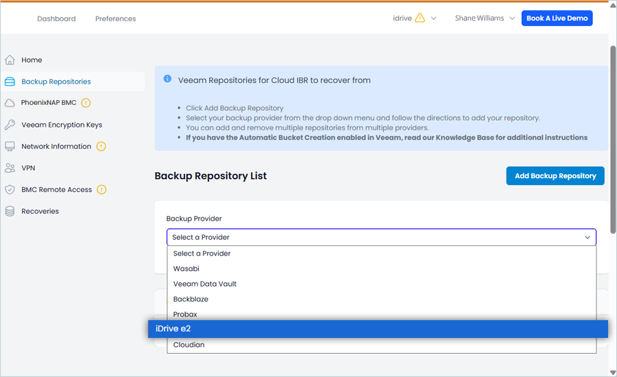 Select IDrive e2 as S3 Provider