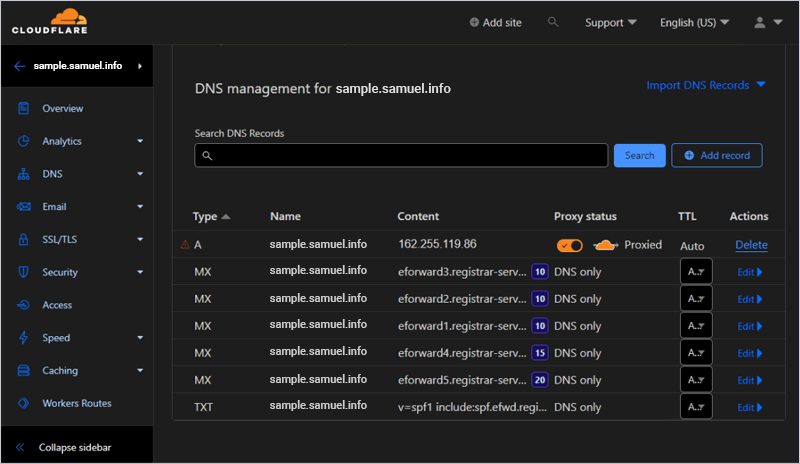 Cloudflare DNS Manage