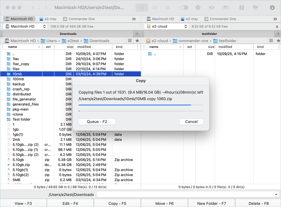 The copying operation begins.