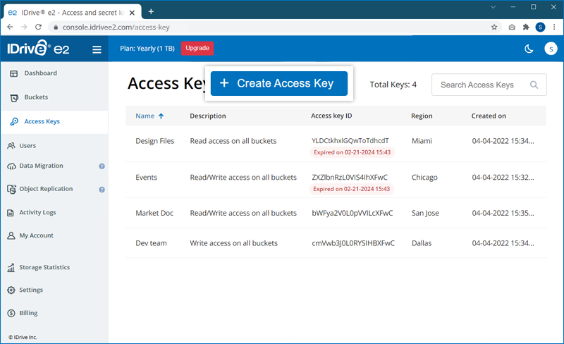 Click Create Access Key