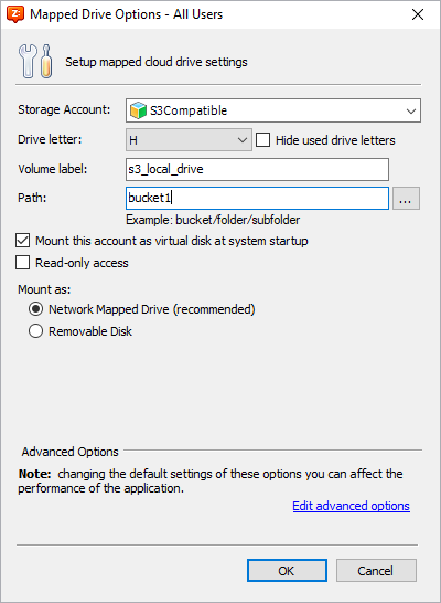 IDrive e2 with windows network drive