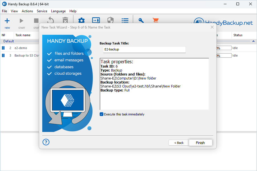 IDrive e2 with handy backup
