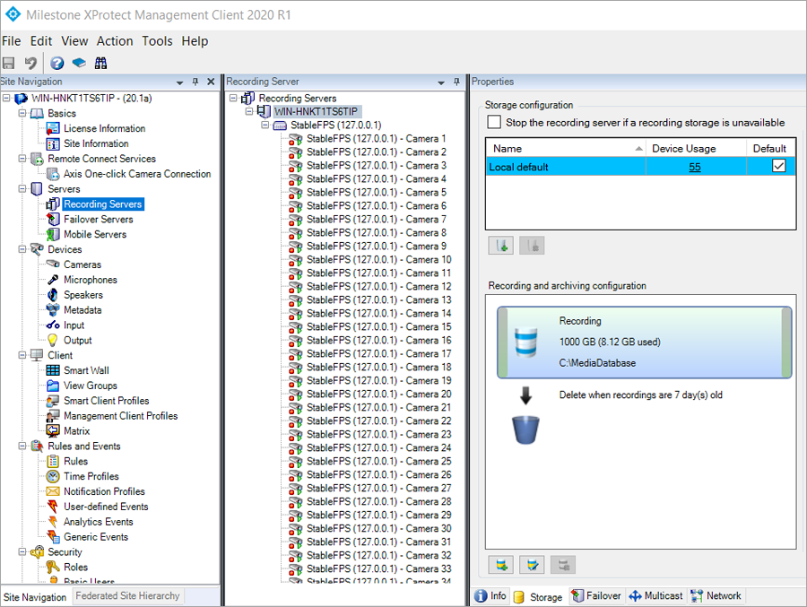 Milestone XProtect integration with IDrive e2 cloud storage