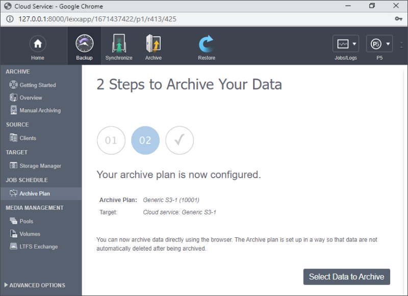 Select Data to Archive