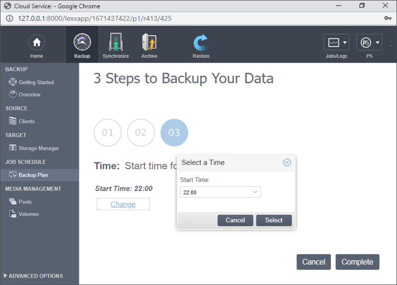 Select Backup Time