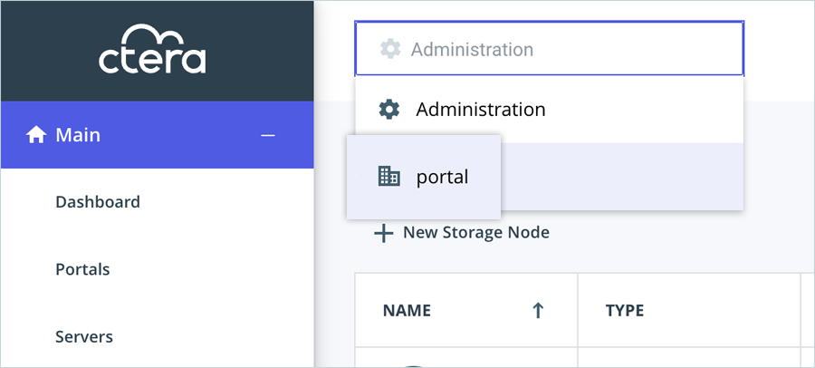 Change mode from Administrator to Portal in CTERA