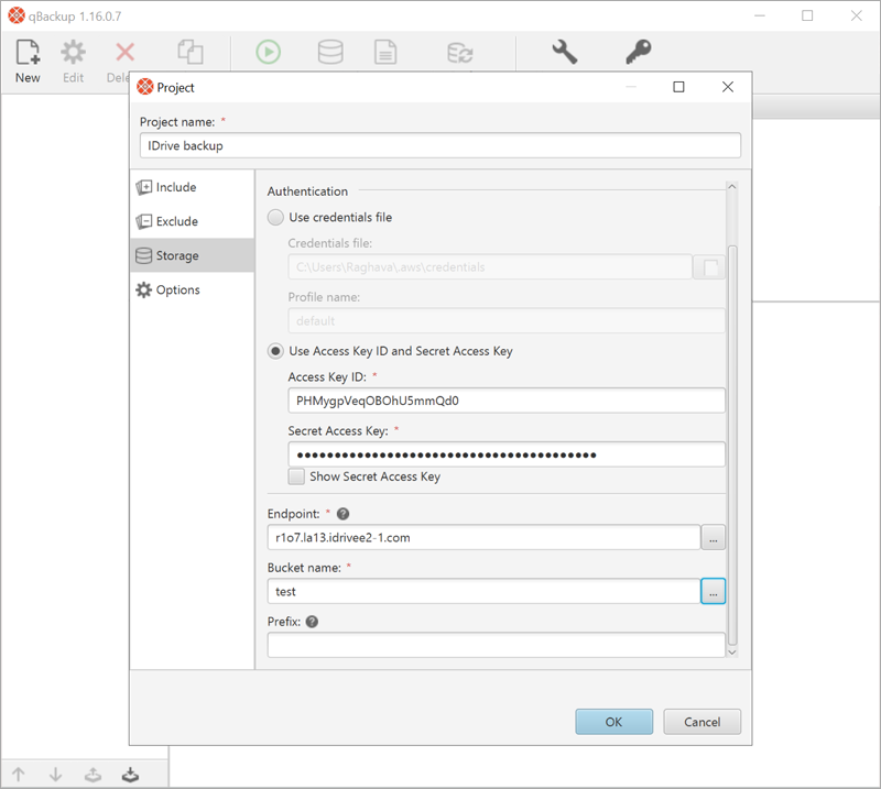 IDrive e2 with qbackup