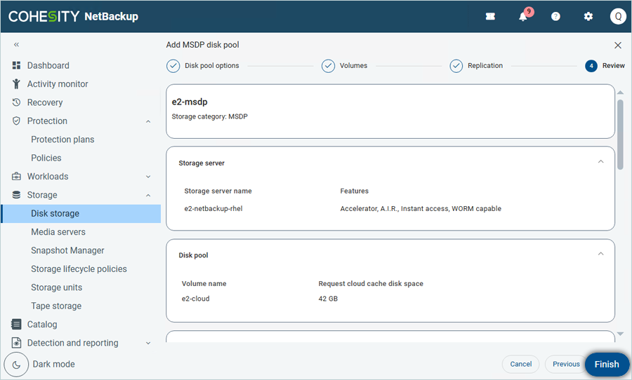 Review the summary and click Finish