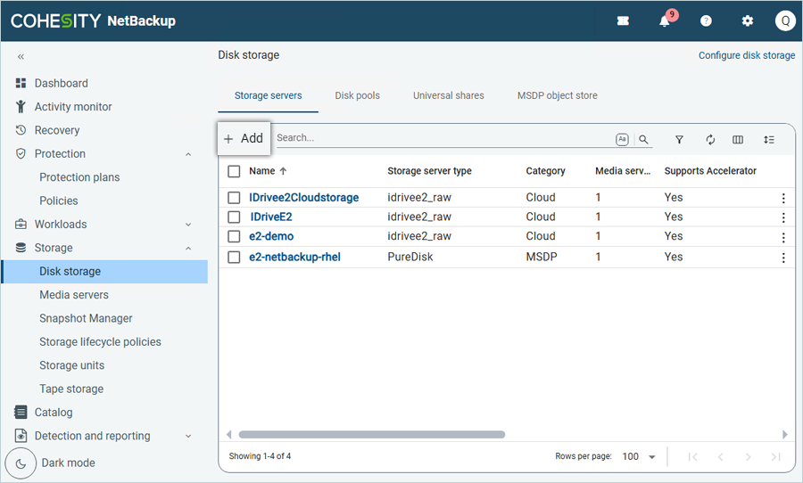 Select Disk Storage and click Add
