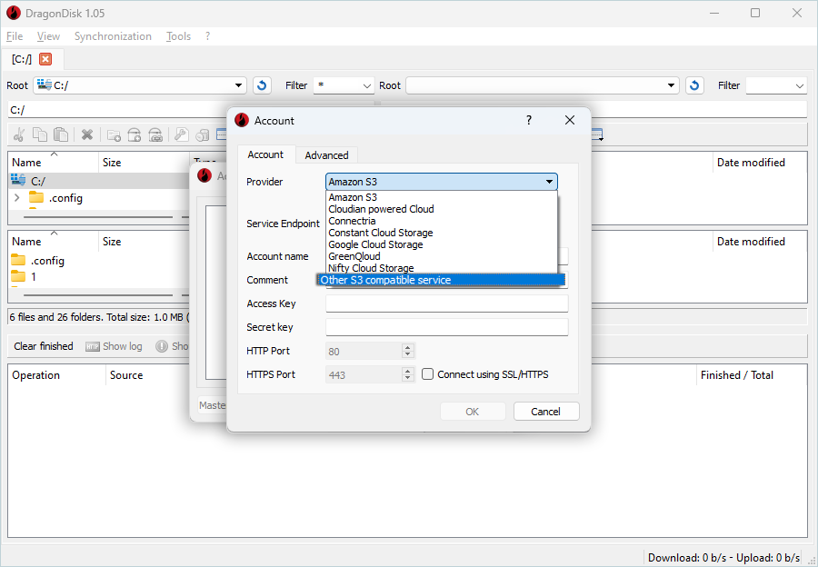 Select Other S3-compatible service
