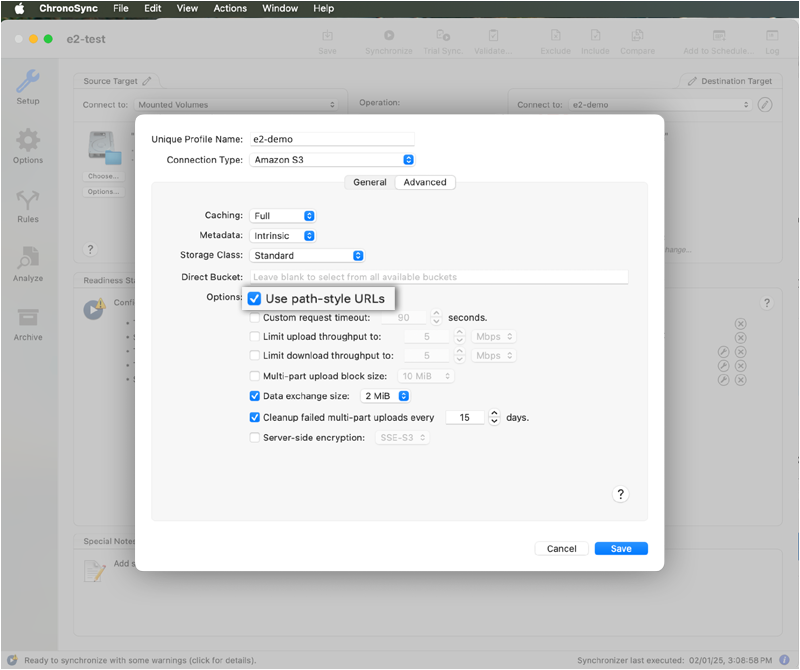 Select Use Path-Style URL