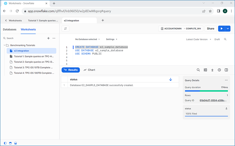 Snowflake guide - Create database query in Snowflake worksheet