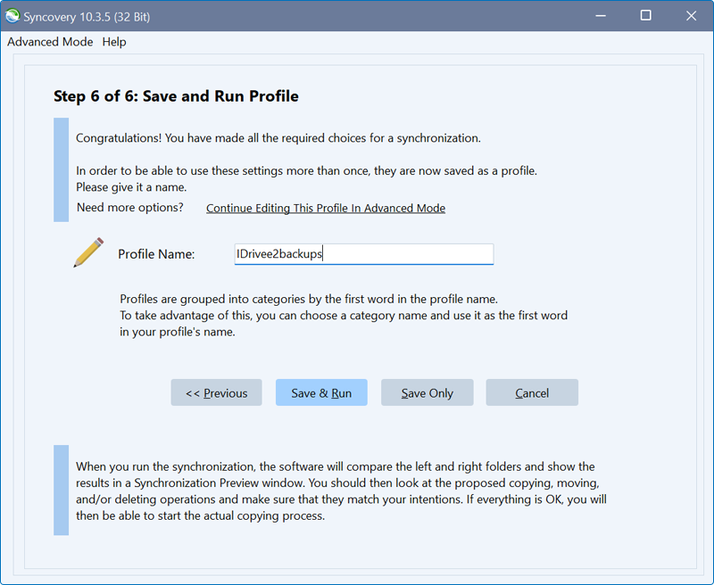 Syncovery guide - Job summary screen