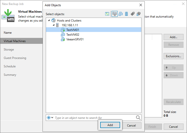 Veeam 12 guide - Add objects to the backup job