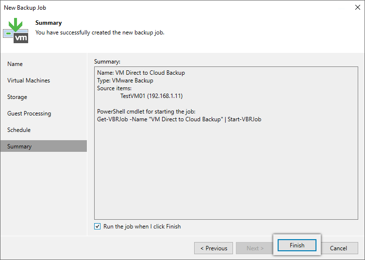 Veeam 12 guide - Summary and finish screen