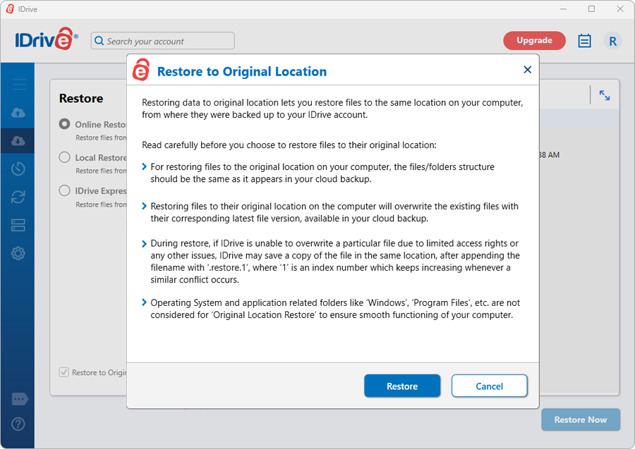 Restore To Original Location2404